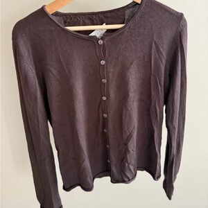Chocolate Brown Silk/Angora Blend Button Down Cardigan Sweater